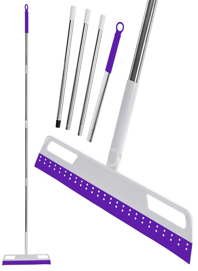 Euedue Magic Broom Multifunction Silicone Floor Squeegee, Air Broom for Floor with 56" Long Handle, 4-in-1 Rubber Sweeper for Dirt, Liquids, Pet Hair, Tile Hardwood Floors, Carpet, Living Room (Purple) - Image 1