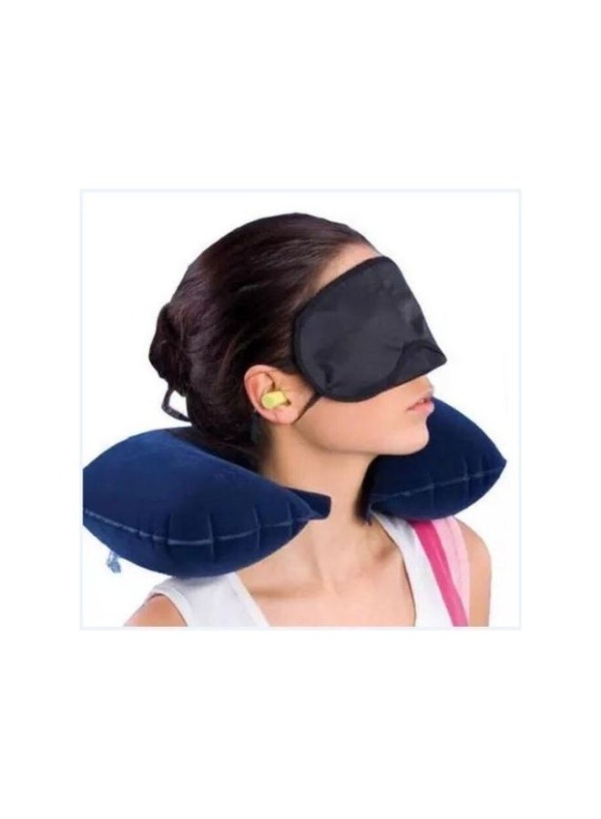مجموعة سفر 3 في 1: وسادة مريحة للرقبة + قناع للعين + سدادات أذن لون احمر - Image 4