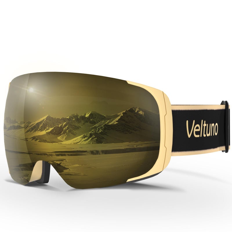 Veltuno Ski Goggles For Men Women Adult & Youth  Otg Snowboard Goggles Anti Fog  Snow Goggles Uv Protection Wide Vision (Yellow Frame/Revo Golden Lens (Vlt 13.0%)) - Image 1