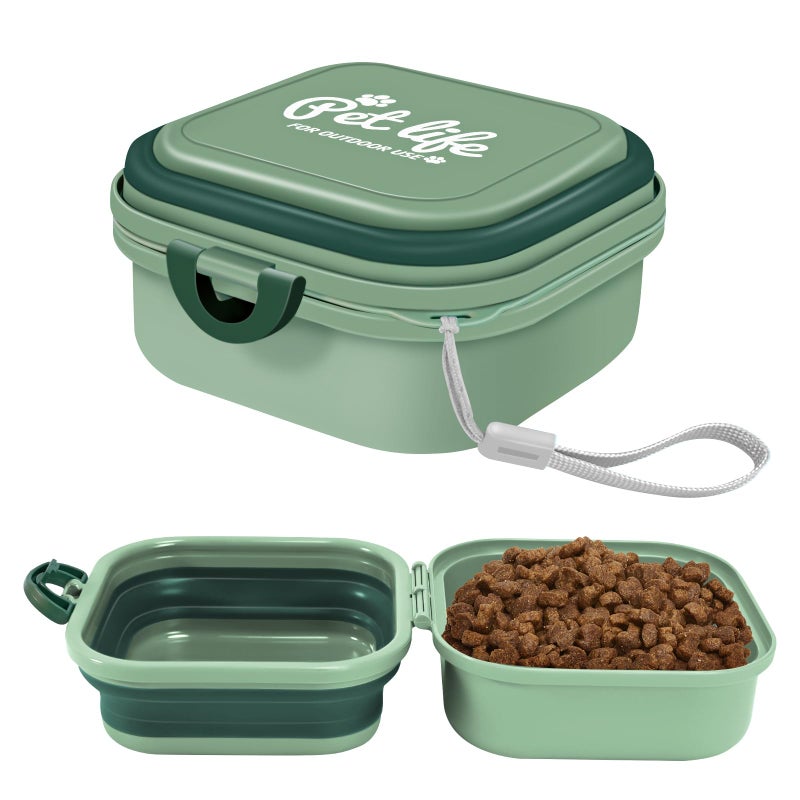 cermug Collapsible Dog Bowls, Travel Water Bowl for Dogs, 2-in-1 Portable Food and Water Feeder - Travel Dog Bowls with Lid for Walking, Traveling, Camping and Hiking - Image 1