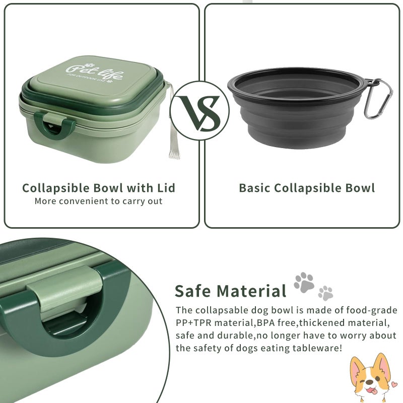 cermug Collapsible Dog Bowls, Travel Water Bowl for Dogs, 2-in-1 Portable Food and Water Feeder - Travel Dog Bowls with Lid for Walking, Traveling, Camping and Hiking - Image 3