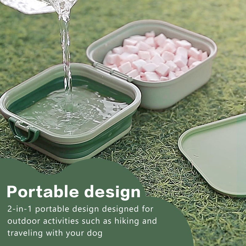cermug Collapsible Dog Bowls, Travel Water Bowl for Dogs, 2-in-1 Portable Food and Water Feeder - Travel Dog Bowls with Lid for Walking, Traveling, Camping and Hiking - Image 2