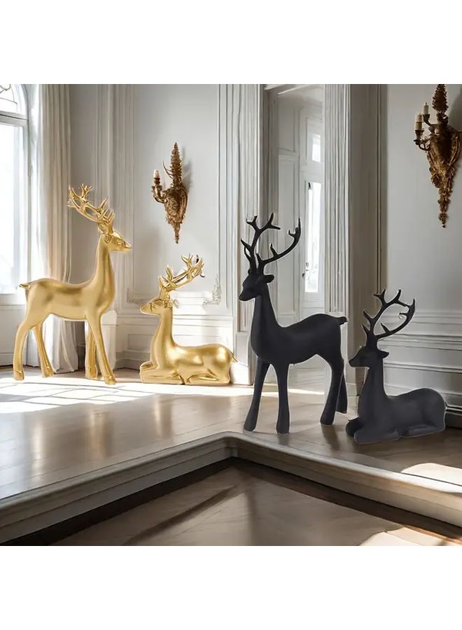 Golden Resin Deer Statue Couple Ornaments for Living Room Home Decor - Image 4