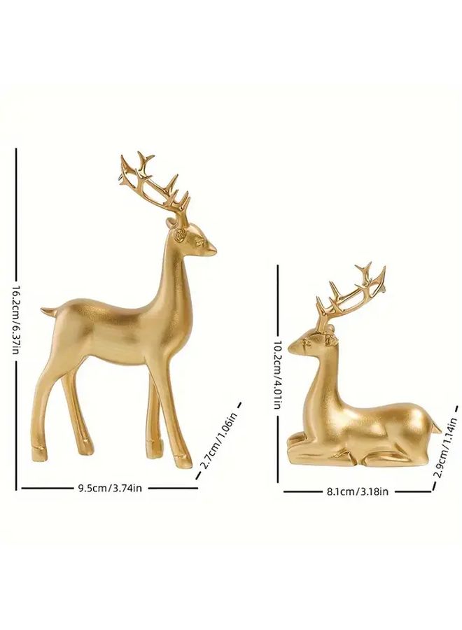 Golden Resin Deer Statue Couple Ornaments for Living Room Home Decor - Image 3