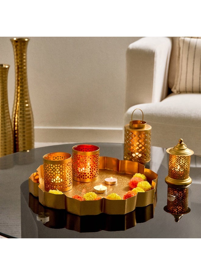 Home Box Pema 2-Piece Te x tured Cutwork Votive Candleholder Set 7 x 7 x 9 cm - Image 5