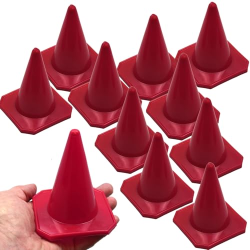 Bluedot Trading 4” Red Mini Plastic Traffic Cones | Set of 10 for Agility Training, RC Racing, Outdoor Activities, Sports Drills, Party Games - Image 1