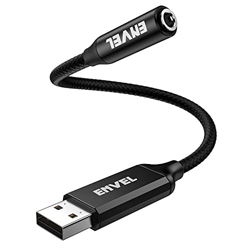 ENVEL Headset Adapter 3.5mm Female to USB Male, Built-in Chip External Stereo Sound Card,TRRS 4-Pole Mic-Supported USB to Headphone Adapter for PS4 Laptop PC - Image 1