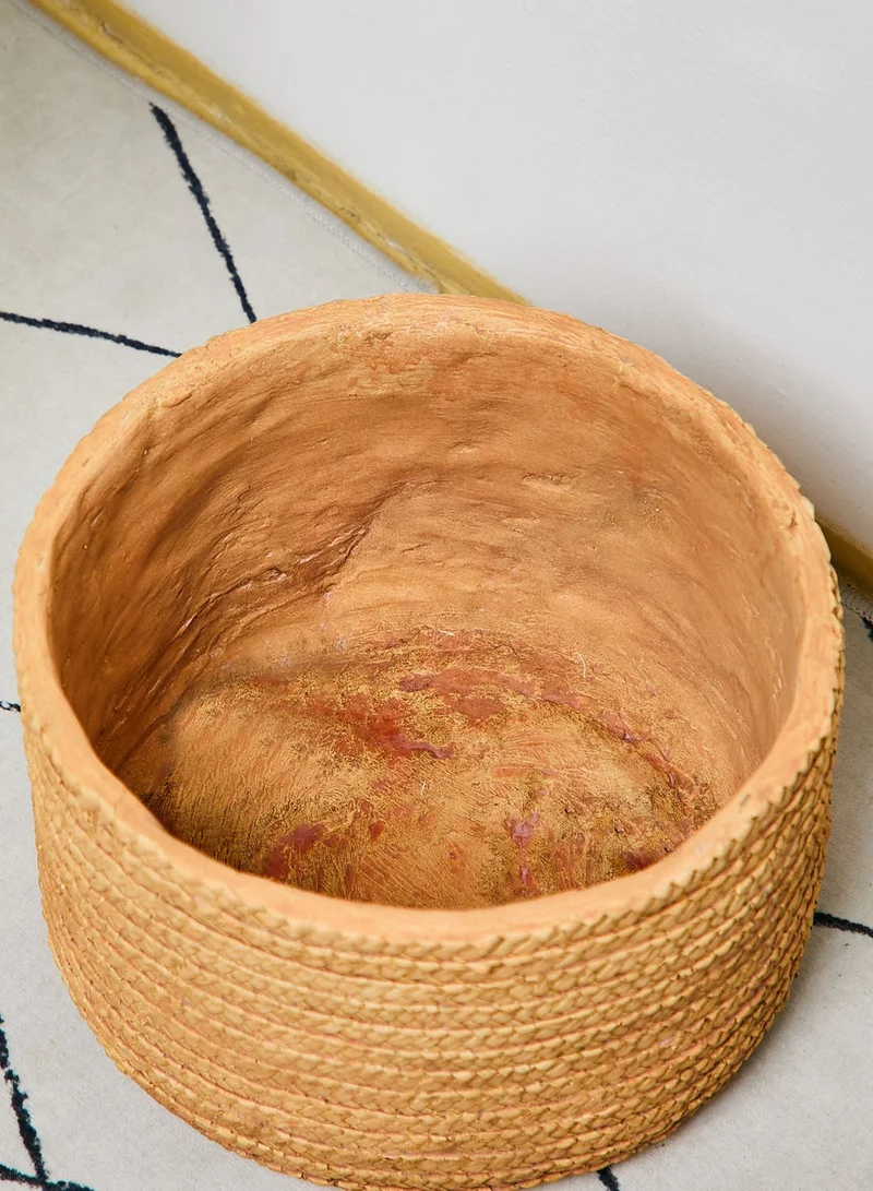 AURORA Rattan Effect Cement Flower Pot