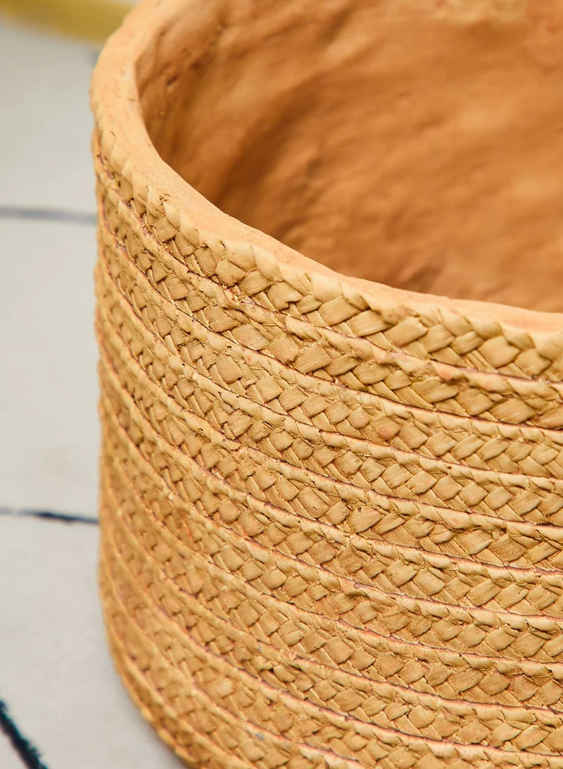 AURORA Rattan Effect Cement Flower Pot