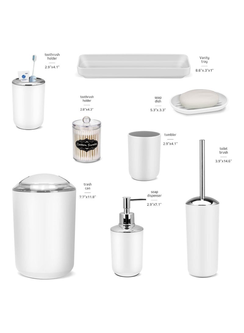 9 Piece White Bathroom Accessories Set - Image 3