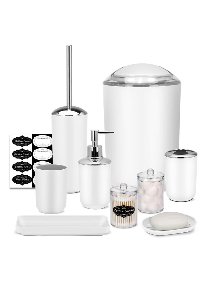 9 Piece White Bathroom Accessories Set - Image 1