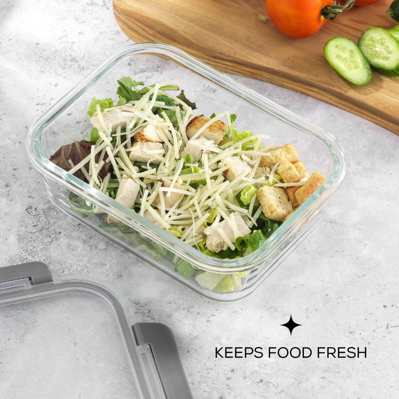 JoyJolt JoyJolt Glass Food Storage Containers with Lids. 5 Pack Glass Meal Prep Containers Reusable 35oz Single Compartment Airtight Container Set. Lunch Containers for Adults and Kitchen Storage Containers  - Image 4