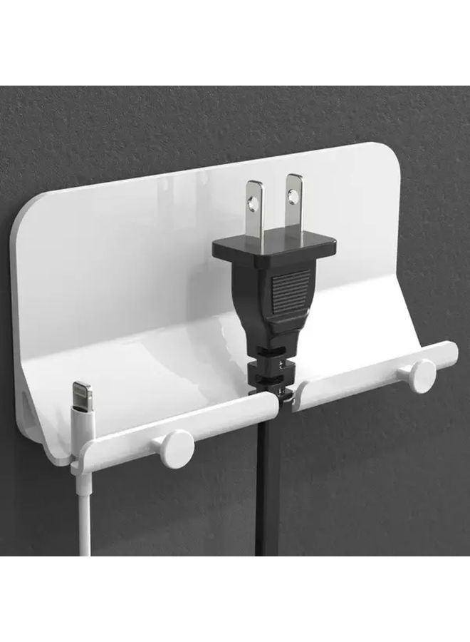 White Wall Mounted Phone Charging Station With Cable Management - Image 4