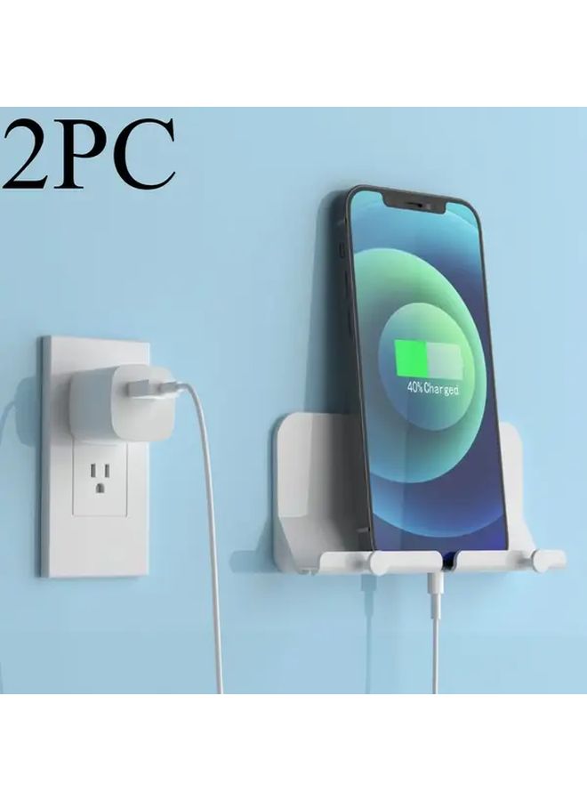 White Wall Mounted Phone Charging Station With Cable Management - Image 1
