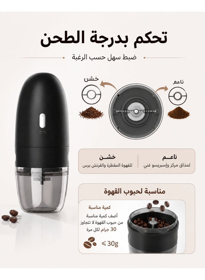 Electric Coffee Grinder, Portable Coffee Bean Grinder with One Touch Operation, Mini Adjustable Grinding Machine for Coffee Beans Home Office Travel Use, Black - Image 3