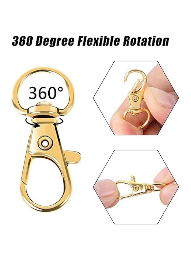 FYLX - 100 Gold Swivel Clas Lanyard Hooks with Key Rings for Keychains DIY Crafts - Image 1