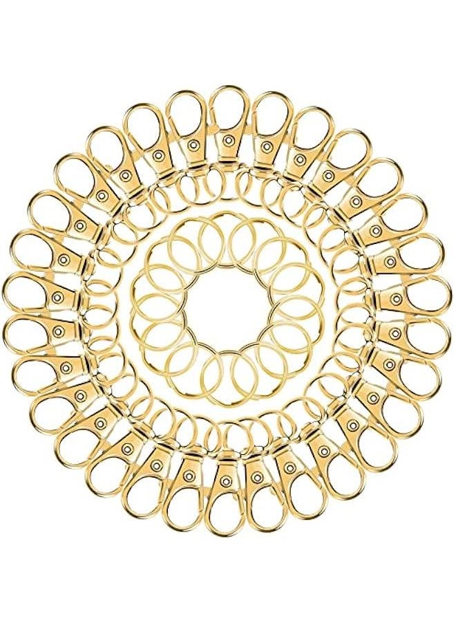 FYLX - 100 Gold Swivel Clas Lanyard Hooks with Key Rings for Keychains DIY Crafts - Image 1