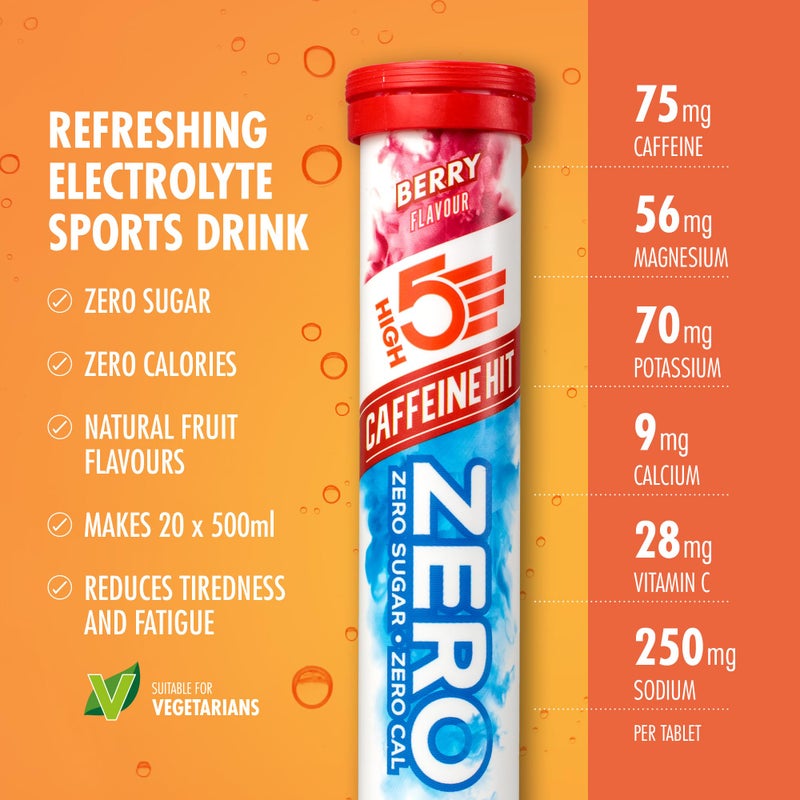 High5 ZERO Caffeine Hit ElectrolyteTablet - Hydration Tablets Enhanced with Vitamin C - 0 Calories & Sugar Free - Boost Hydration, Performance & Wellness - Berry, 160 Tablets (20x, Pack of 8) - Image 2