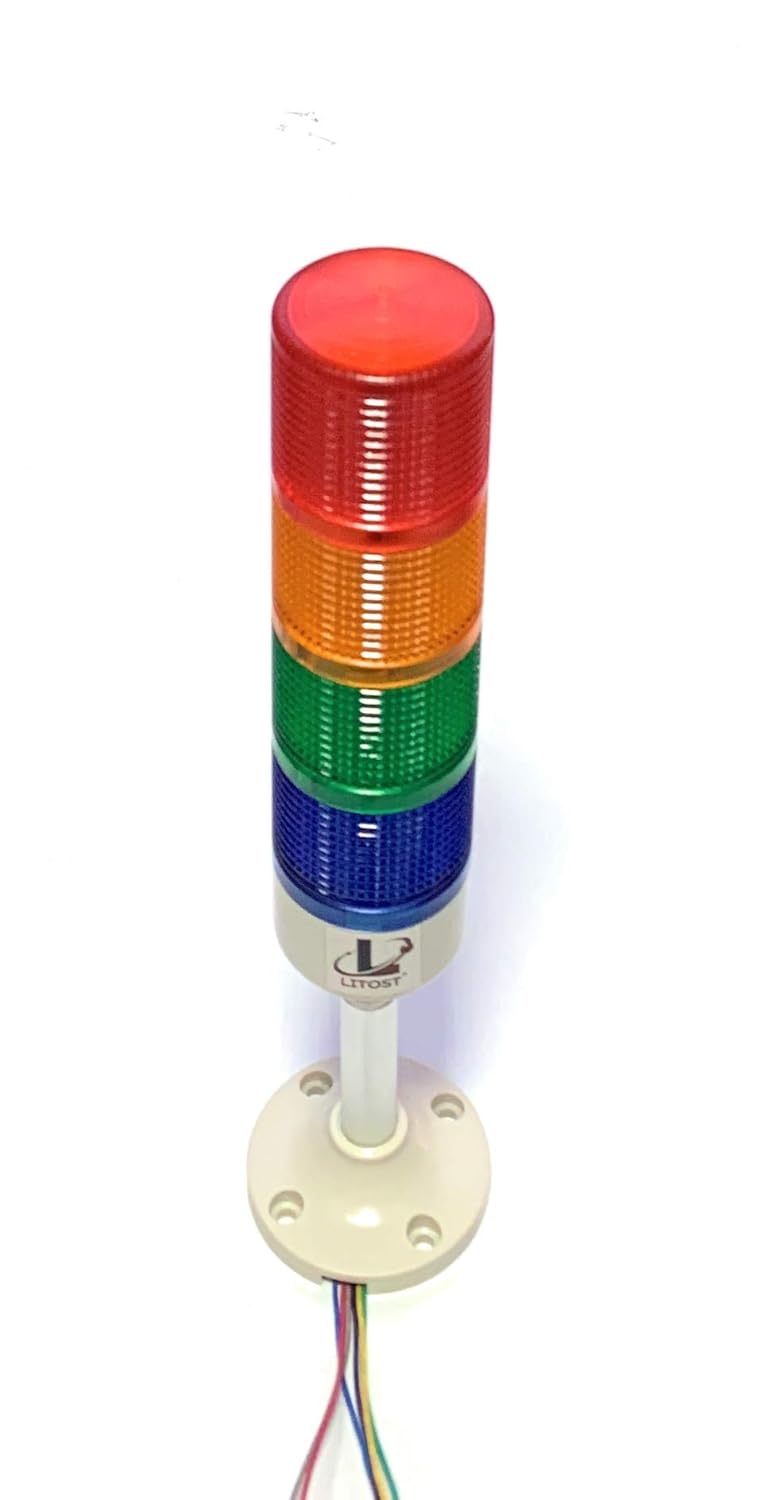 Litost 4 Tier Signal Tower Lamp Light with Buzzer 24 Volt DC REDGreenYellowBlue - Image 1