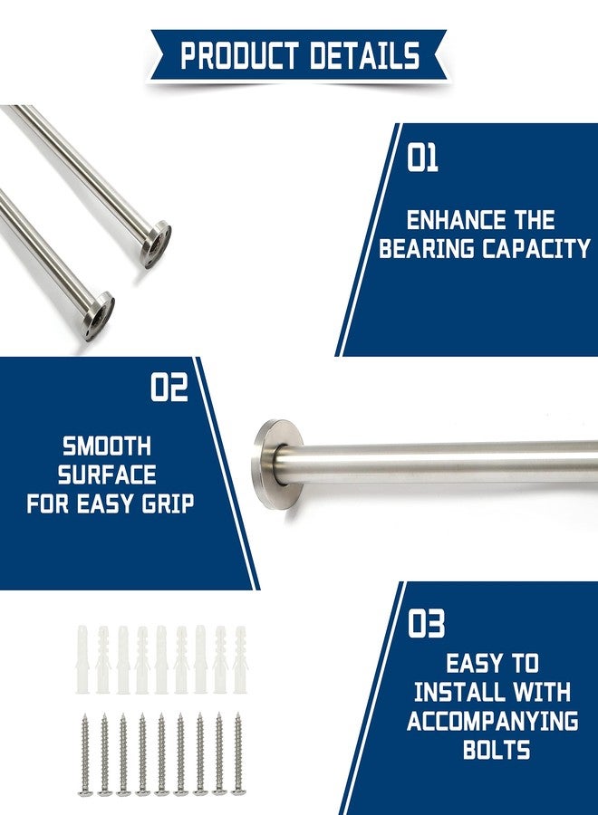 HECASA 24 Inch Handicap Grab Bars Rails 304 Stainless Steel Toilet Handrail Bathroom Safety Bar Wall Mount Floor Support Assist Bar for Disabled Elderly Mounted Bath Grips - Image 5