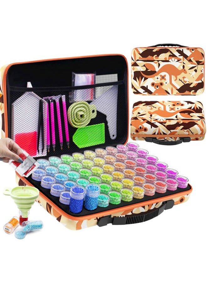 ARTDOT 60 Slots Storage Container for Diamond Art Kits for Adults,Portable Bead Storage Boxes for Diamond Painting Accessories and Tools(Orange)  - Image 1