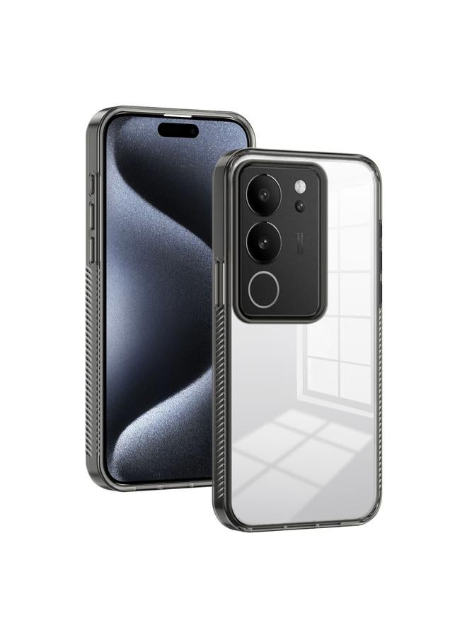 جراب هاتف شفاف هجين من مادة TPU مضاد للانزلاق لهاتف vivo V29 5G / S17 / S17 Pro (أسود)