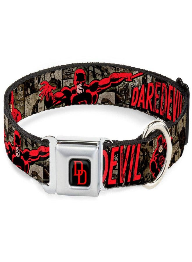 Buckle Down Buckle-Down Seatbelt Buckle Dog Collar - DAREDEVIL Action Poses/Comic Panels Grays/Red - 1" Wide - Fits 15-26" Neck - Large - Image 1