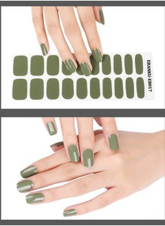 EBANKU 20Pcs Cured Gel Nail Polish Strips, Green Adhesive Full Wrap Gel Nail Art Sticker, Waterproof Gel Nail Wrap Stickers with Nail File and Stick （UV/LED Lamp Required）  - Image 5
