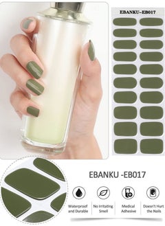 EBANKU 20Pcs Cured Gel Nail Polish Strips, Green Adhesive Full Wrap Gel Nail Art Sticker, Waterproof Gel Nail Wrap Stickers with Nail File and Stick （UV/LED Lamp Required）  - Image 2