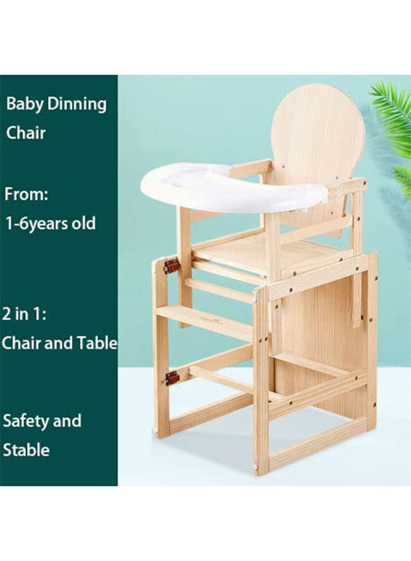 LIMOS Baby High Chair Wooden Design Foldable Dinning Chair with adjustable Hight(Plain Wood) - Image 3