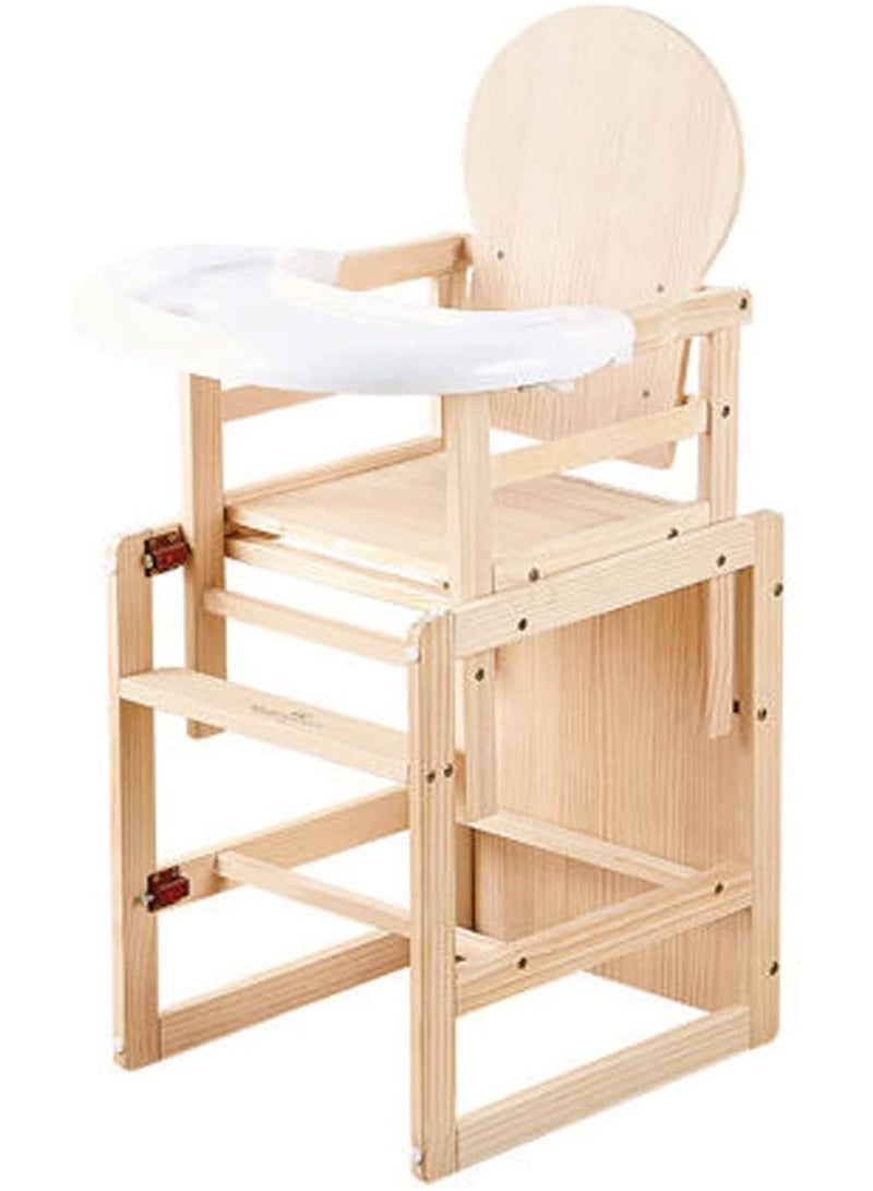 LIMOS Baby High Chair Wooden Design Foldable Dinning Chair with adjustable Hight(Plain Wood) - Image 1