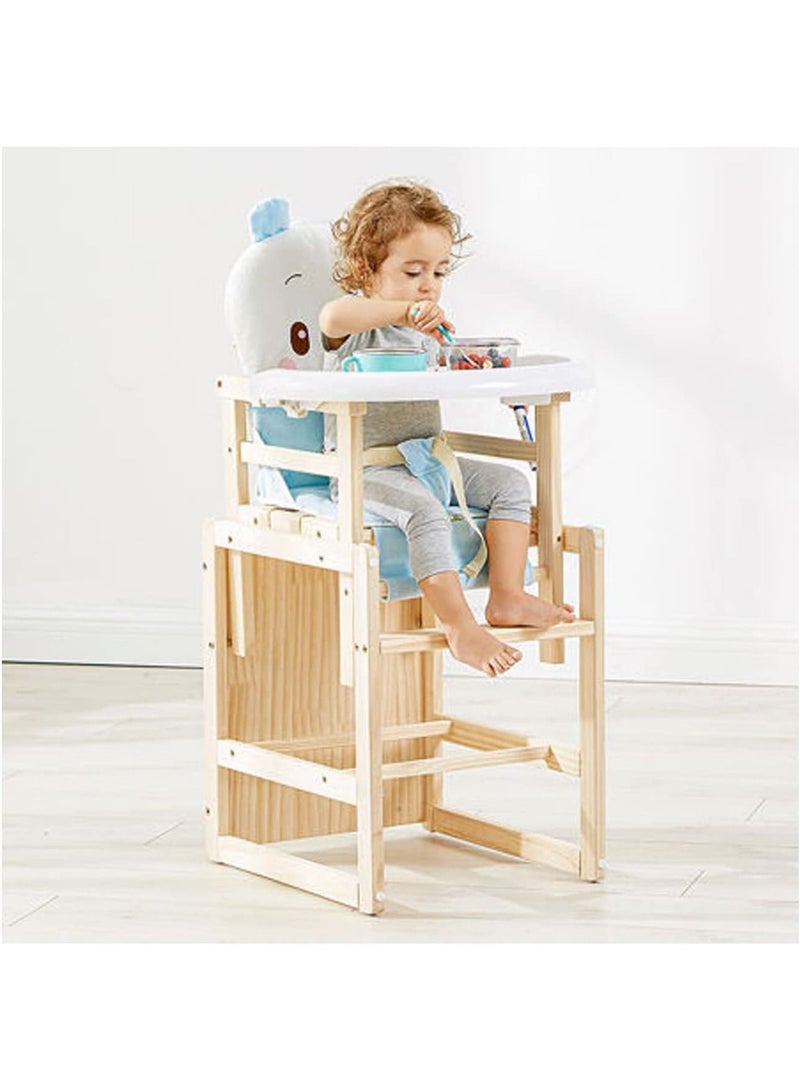 LIMOS Baby High Chair Wooden Design Foldable Dinning Chair with adjustable Hight(Plain Wood) - Image 2