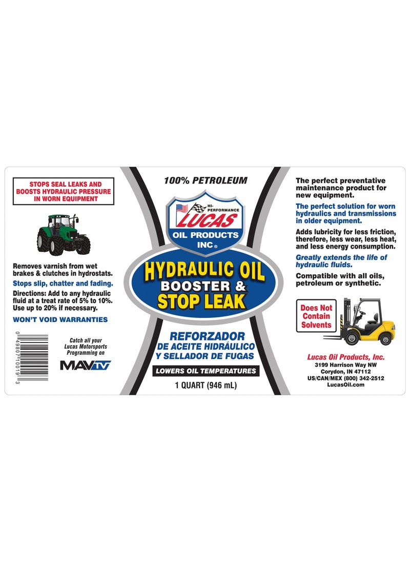 LUCAS OIL Lucas Oil 10019 Hydraulic Oil Booster and Stop Leak - 1 Quart, White, 32 Ounce  - Image 2