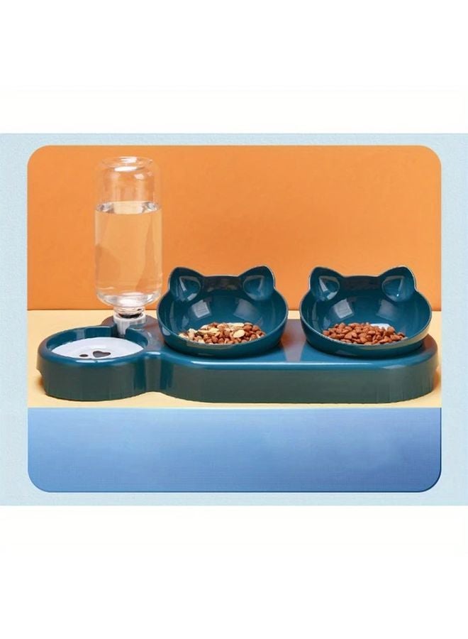 وعاء الماء الوردي التلقائي للقطط محطة تغذية الحيوانات الأليفة غير القابلة للانزلاق للقطط والكلاب الصغيرة - Image 3