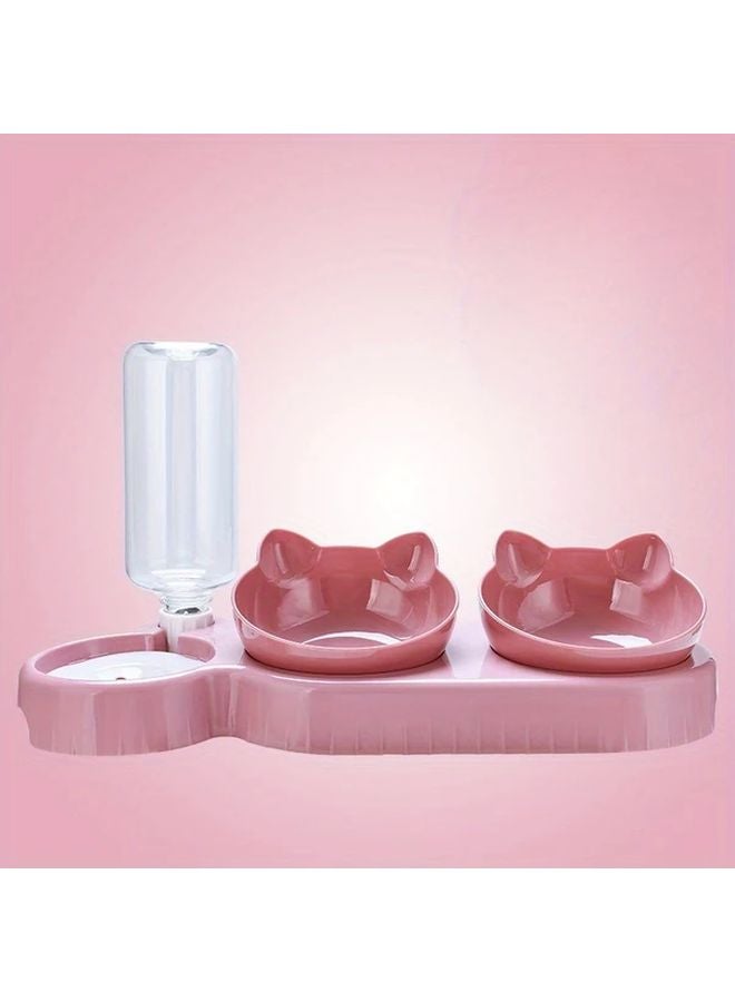 وعاء الماء الوردي التلقائي للقطط محطة تغذية الحيوانات الأليفة غير القابلة للانزلاق للقطط والكلاب الصغيرة - Image 4