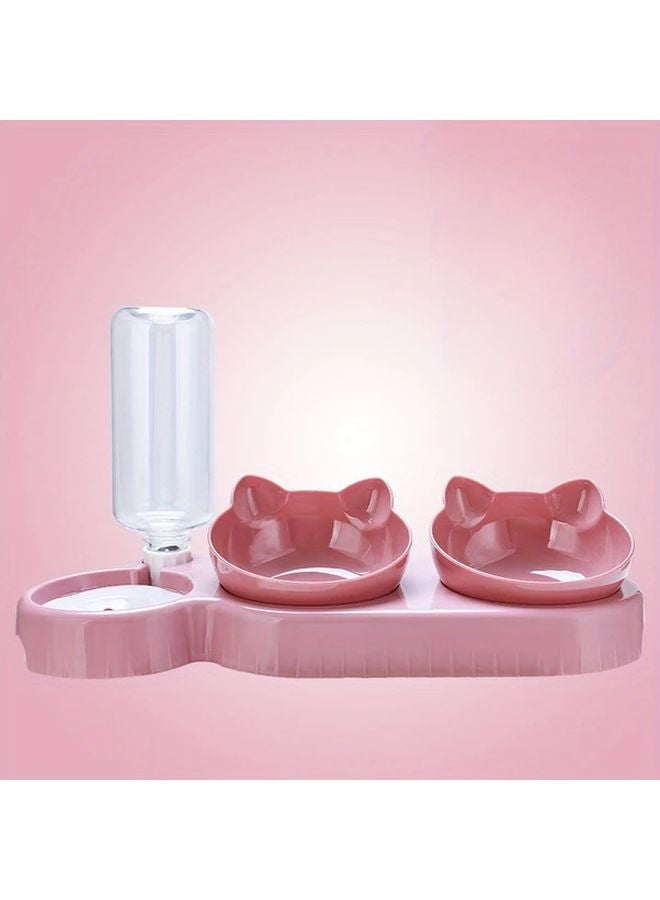 وعاء الماء الوردي التلقائي للقطط محطة تغذية الحيوانات الأليفة غير القابلة للانزلاق للقطط والكلاب الصغيرة - Image 1