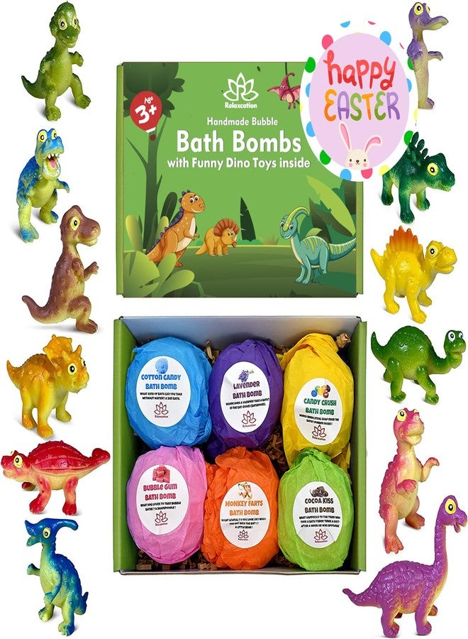 Relaxcation قنابل استحمام دينو مصنوعة في الولايات المتحدة للأطفال مع ألعاب ديناصورات مضحكة كبيرة مفاجأة داخلها - قنابل استحمام فقاعة بجودة مفاجآت ديناصورات مضحكة داخلها | هدية للأولاد والبنات في عيد الميلاد - Image 1