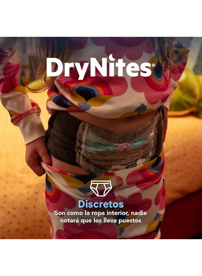 هجيز حفاضات دراي نايتس بيجاما بنطلون للأطفال من عمر 4 إلى 7 سنوات، حفاضات للبلل أثناء النوم للبنات، 17-30 كجم، عبوة اقتصادية، 16 بنطلون (عبوة من قطعتين) - Image 3