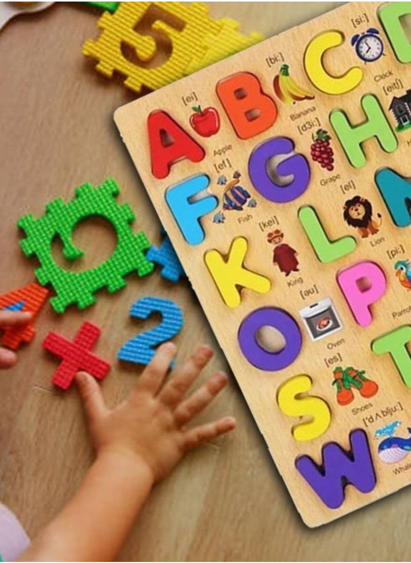 MARKQ Wooden Alphabet Puzzle Board [Uppercase Alphabet] – ABC Learning Toy with Letter Blocks- Jigsaw Board for Toddlers & Preschool Kids  - Image 3