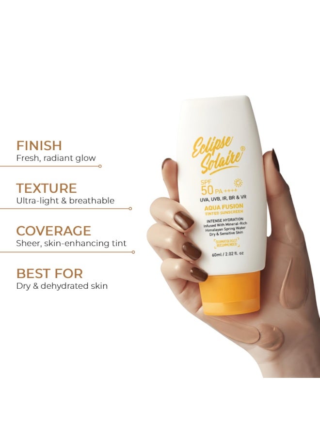 Yuderma Eclipse Solaire Aqua Fusion Sunscreen SPF50 | 5X Protection with SPF 50 PA++++ | Infused with Himalayan Spring Water | Non-Greasy, For All Skin Types – 60ml - Image 2