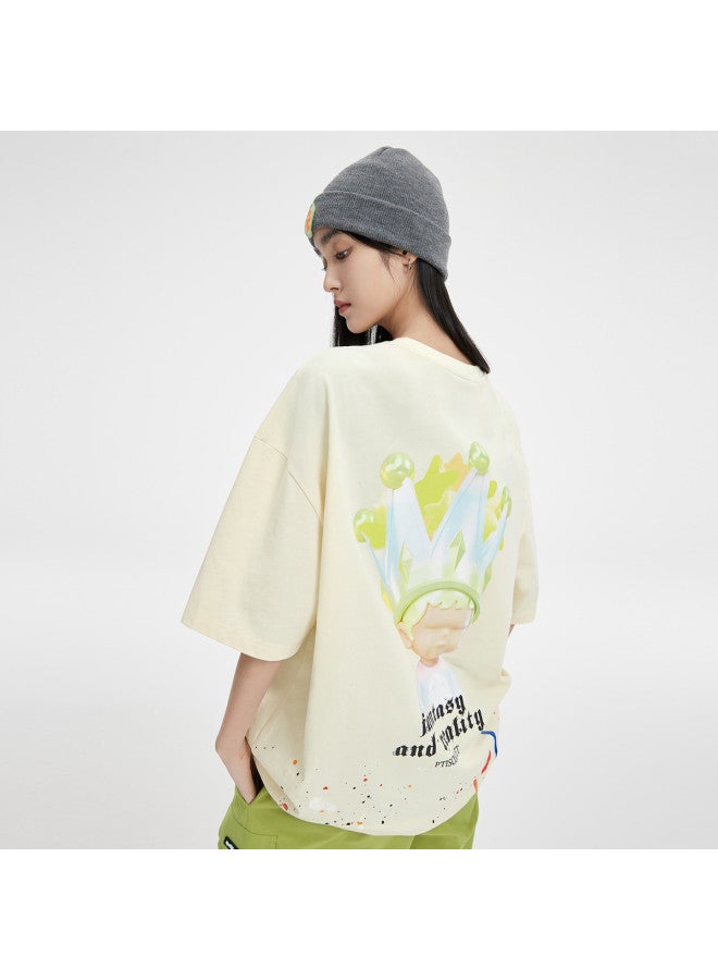 EPTISON fantong Collaboration - Artistic Brushstroke Print Oversized Unisex T-shirt For Women's Summer Wear - Image 3