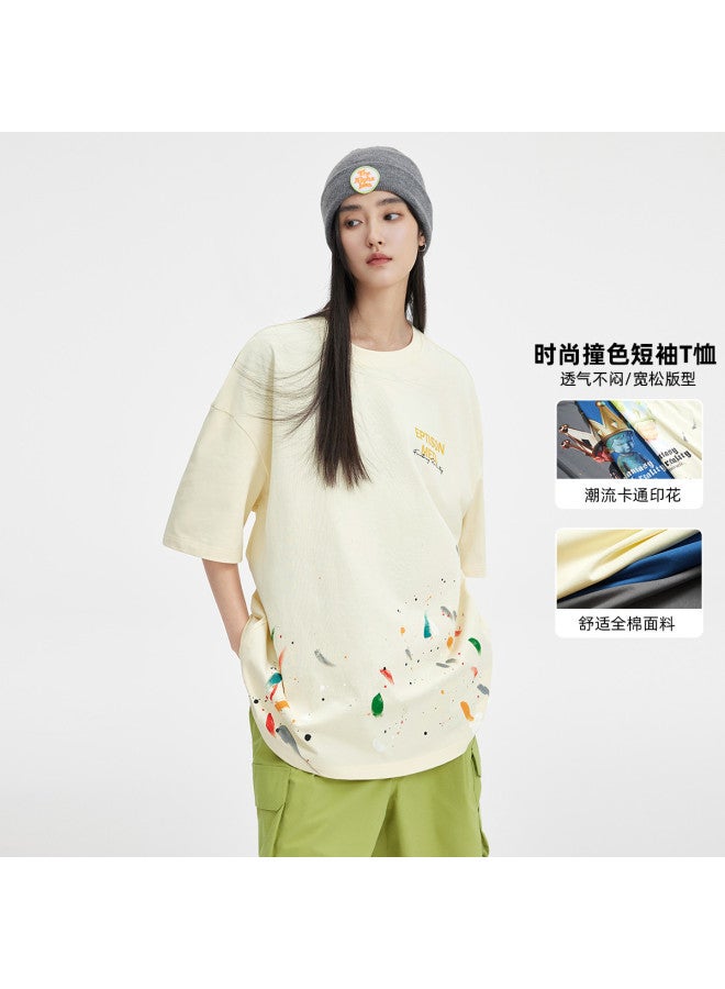 EPTISON fantong Collaboration - Artistic Brushstroke Print Oversized Unisex T-shirt For Women's Summer Wear - Image 2