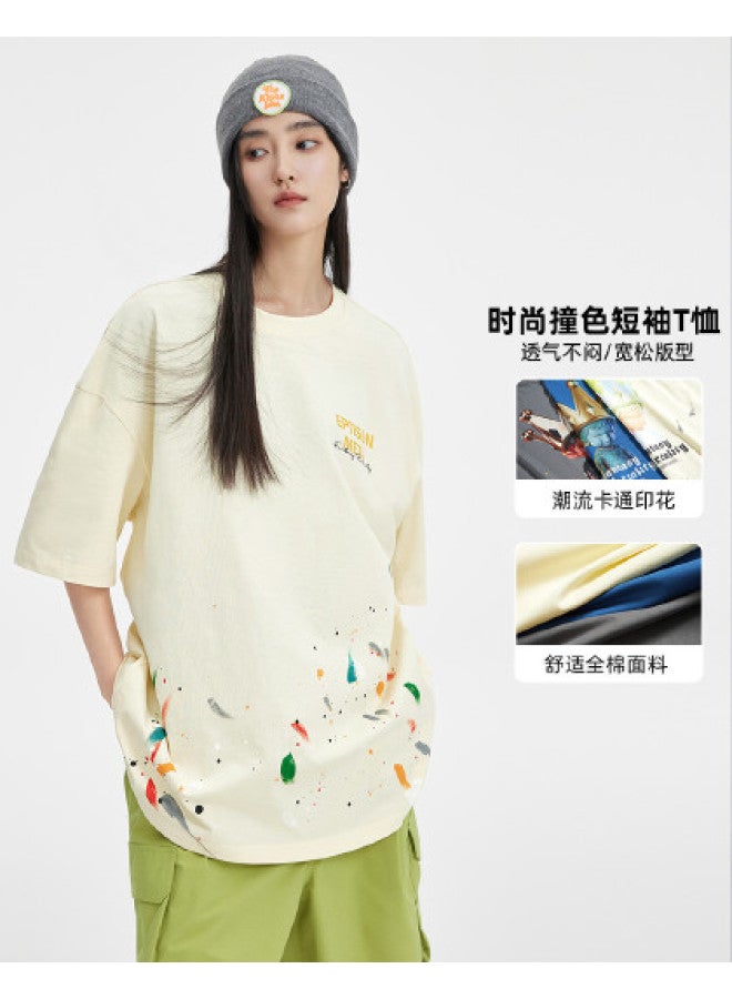 EPTISON fantong Collaboration - Artistic Brushstroke Print Oversized Unisex T-shirt For Women's Summer Wear - Image 1