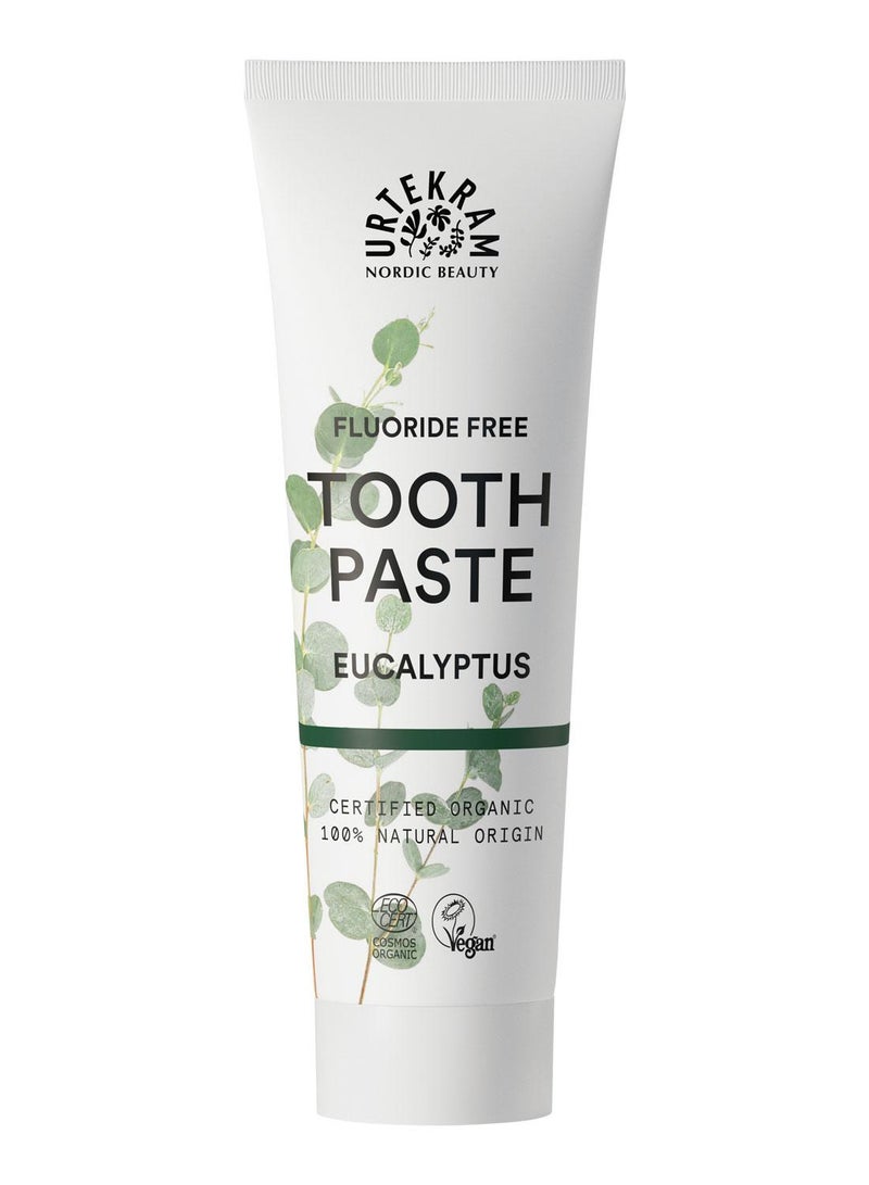 Urtekram Organic Eucalyptus Toothpaste, 75ml - Fluoride-Free, 100% Organic - Vegan, Natural Ingredients, Gentle Oral Care - Image 1