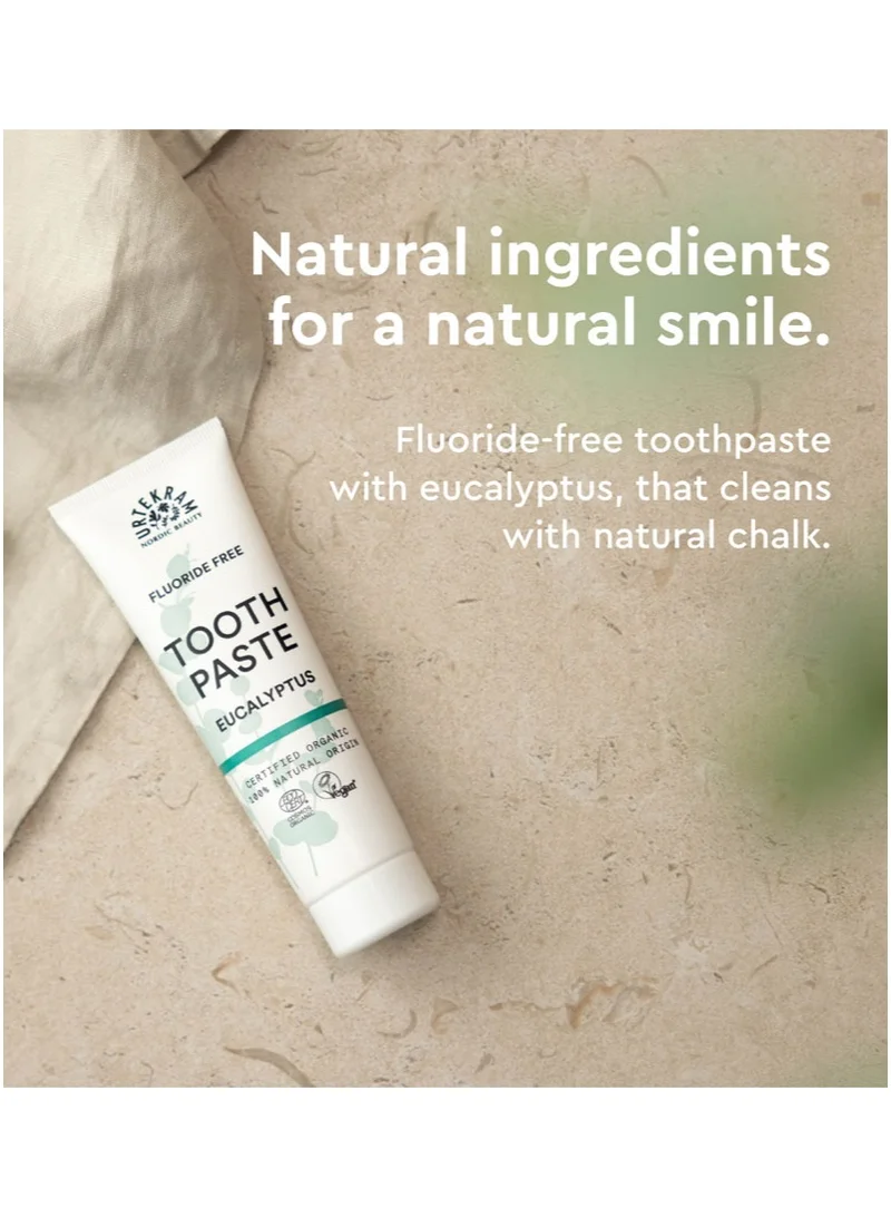 Urtekram Eucalyptus Toothpaste, 75ml - Fluoride-Free, 100% Organic - Vegan, Natural Ingredients, Gentle Oral Care