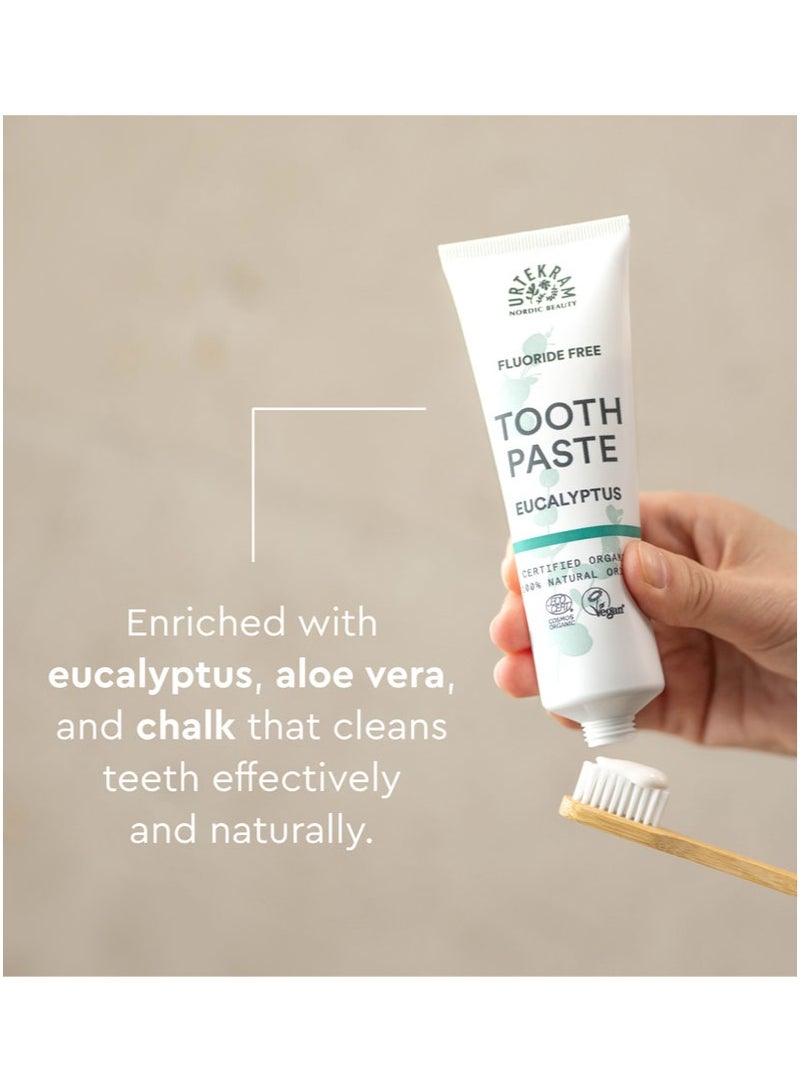 Urtekram Organic Eucalyptus Toothpaste, 75ml - Fluoride-Free, 100% Organic - Vegan, Natural Ingredients, Gentle Oral Care - Image 4