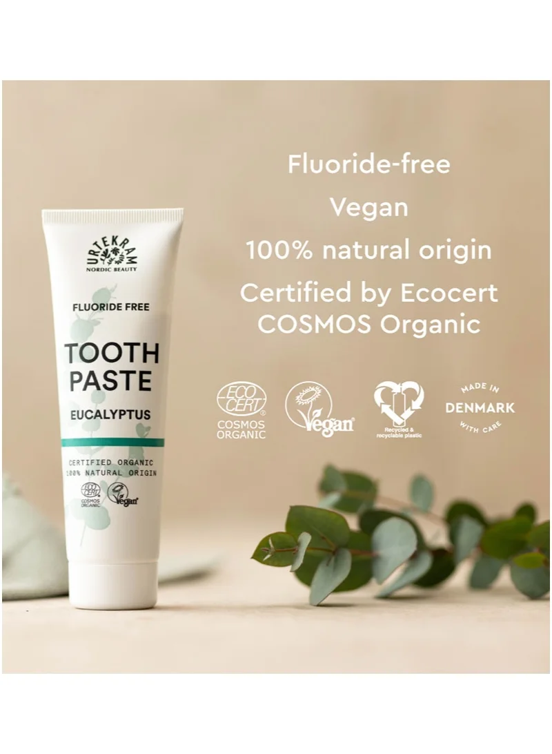 Urtekram Organic Eucalyptus Toothpaste, 75ml - Fluoride-Free, 100% Organic - Vegan, Natural Ingredients, Gentle Oral Care