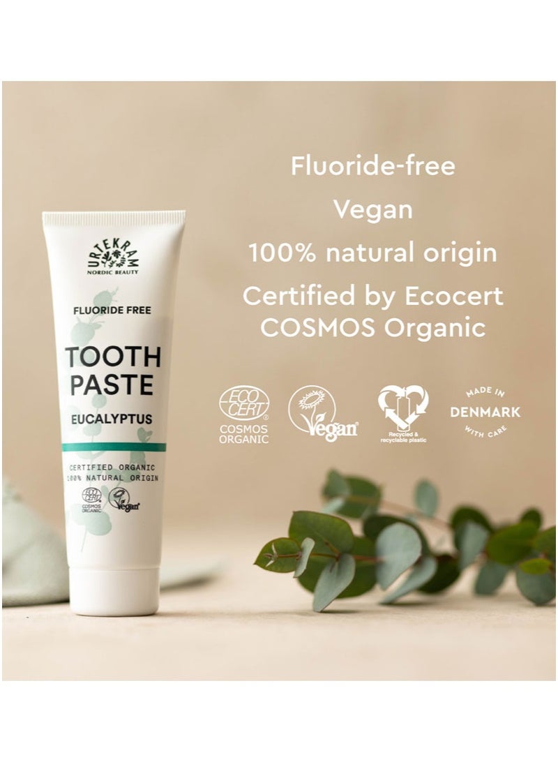Urtekram Organic Eucalyptus Toothpaste, 75ml - Fluoride-Free, 100% Organic - Vegan, Natural Ingredients, Gentle Oral Care - Image 3