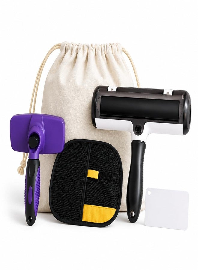 Pet Hair Remover Kit for Dogs & Cats - Reusable Lint Roller + Grooming Glove - Deshedding Tool for Furniture, Carpet & Clothes - Image 1