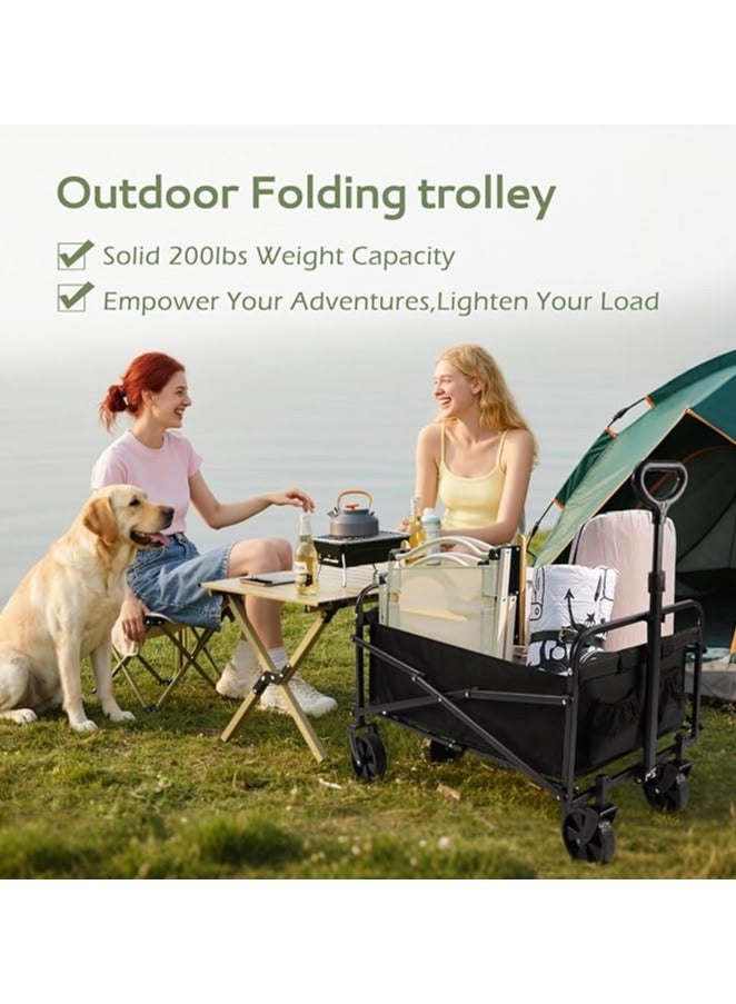 LINGWEI Wagon Trolley Folding Outdoor Utility Wagon Adjustable Wagon Cart Folding Camping Wagon Beach Wagon Heavy Duty Utility Transport Cart - Image 5